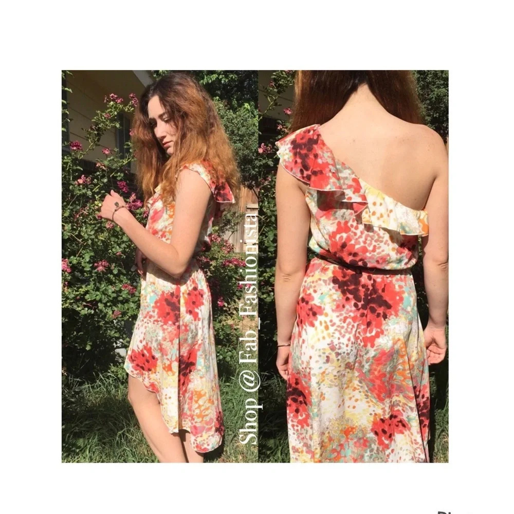 Floral one shoulder summer dress size small - Picture 3 of 8